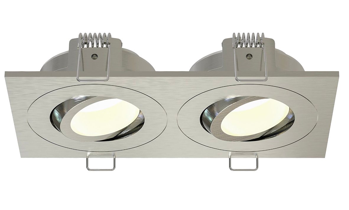 Spotz inbouwspot dubbel dimbaar IP65 geborsteld staal