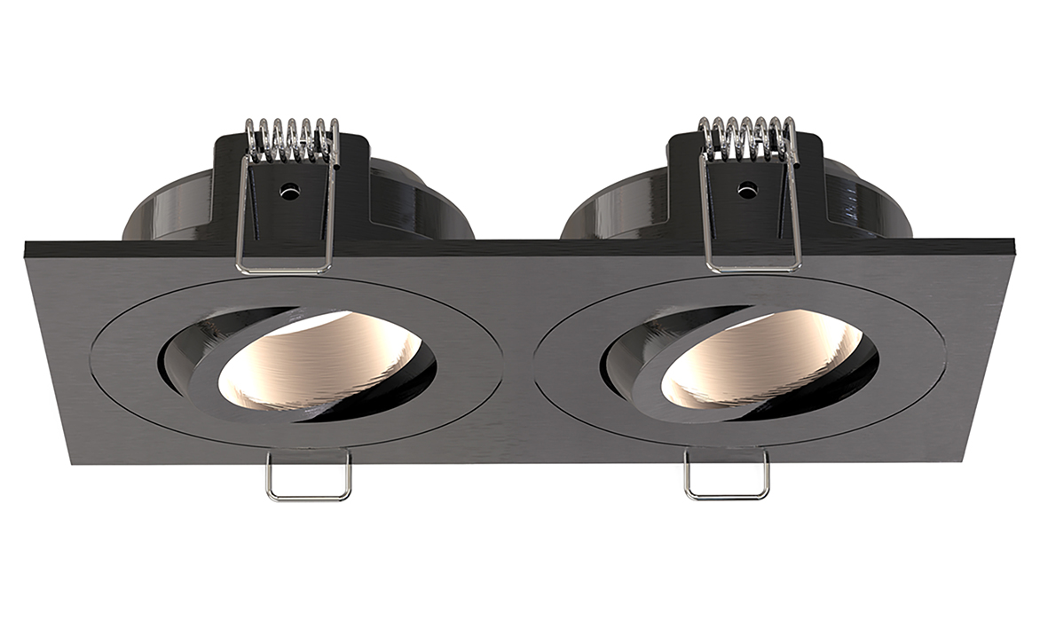 Spotz inbouwspot dubbel dimbaar IP65 gunmetal