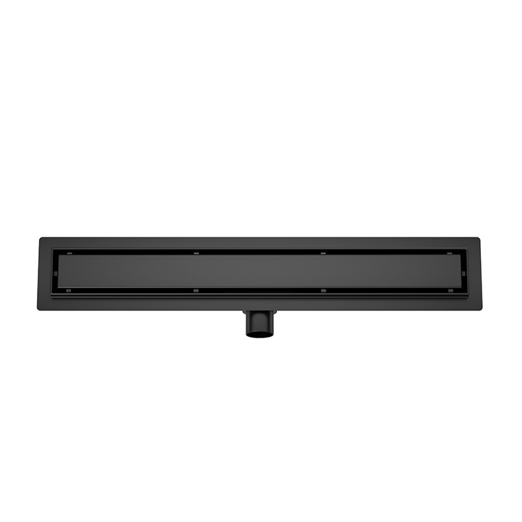 Douchegoot met tegelrooster en flens 100 x 7 cm mat zwart - 33.4229