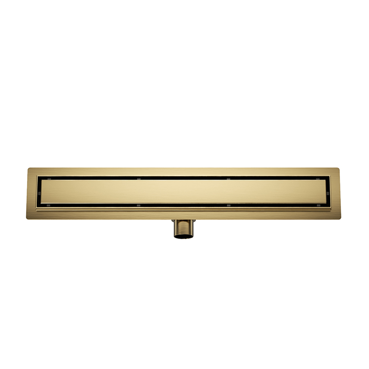 Douchegoot met tegelrooster en flens 100 x 7 cm geborsteld messing - 33.4239