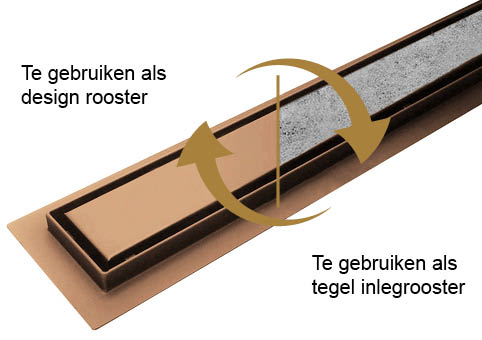 Douchegoot met flens en tegelrooster 80 x 7 cm geborsteld brons koper