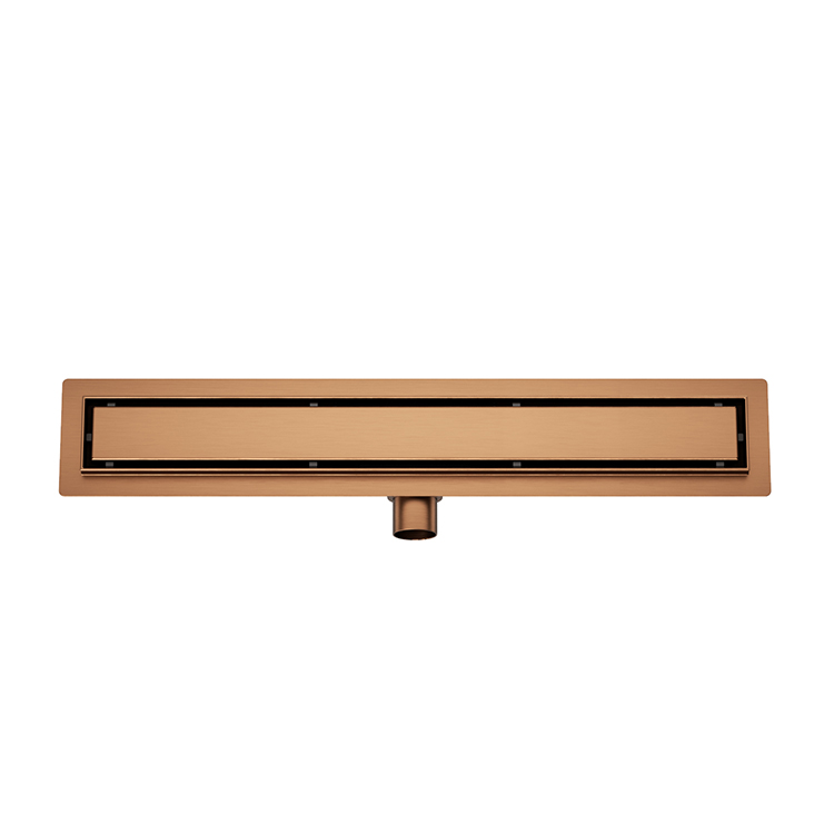 Douchegoot met tegelrooster en flens 100 x 7 cm geborsteld brons koper - 33.4249