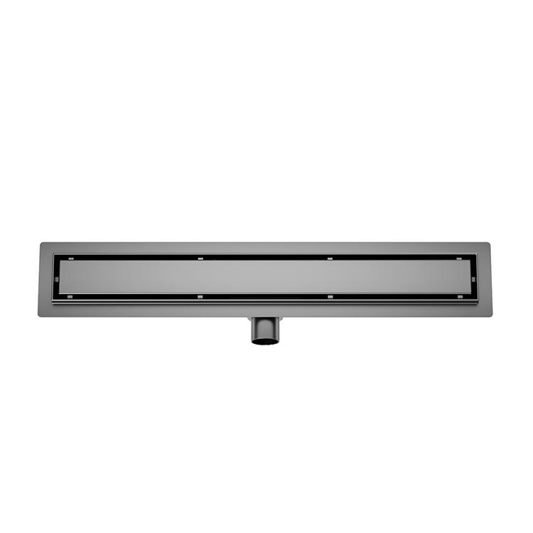 Douchegoot met tegelrooster en flens 70 x 7 cm gunmetal - 33.4256