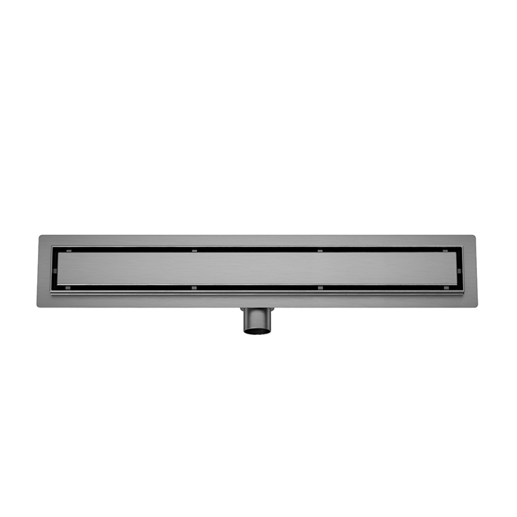Douchegoot met tegelrooster en flens 80 x 7 cm gunmetal - 33.4257