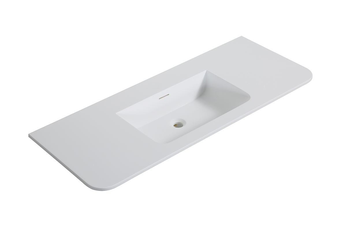 Laro wastafel zonder kraangat ronde hoeken 120 x 48 x 1,5 cm solid surface mat wit