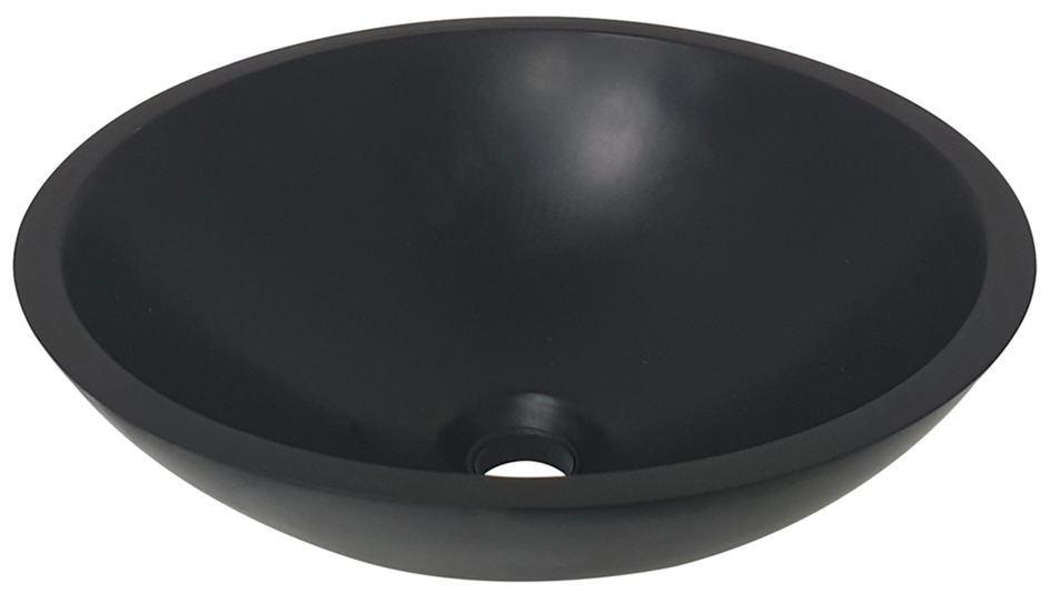 Valerie waskom rond 43x13 solid surface cm mat zwart - 36.4073