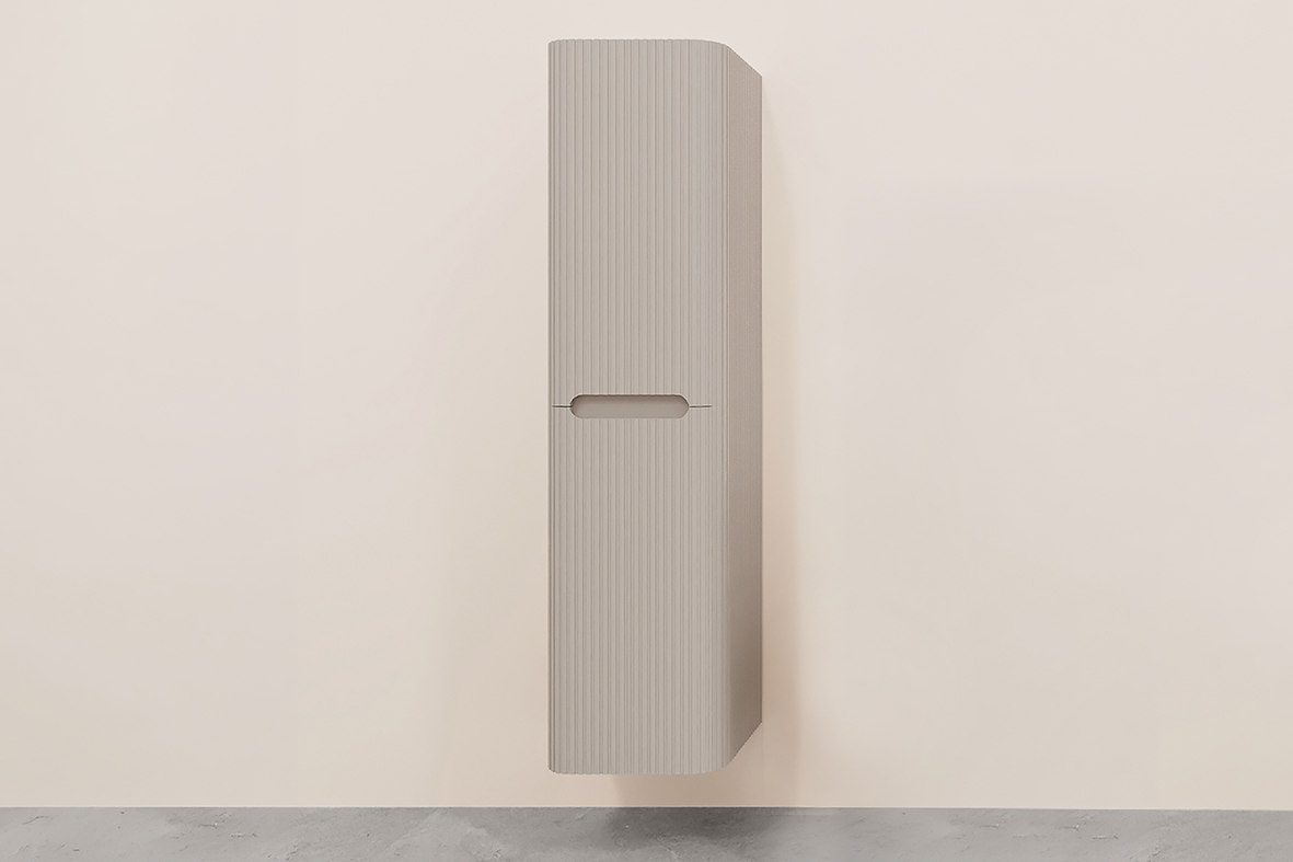 Sulora kolomkast afgeronde hoeken geribbeld 160 x 40 x 35 cm mat beige