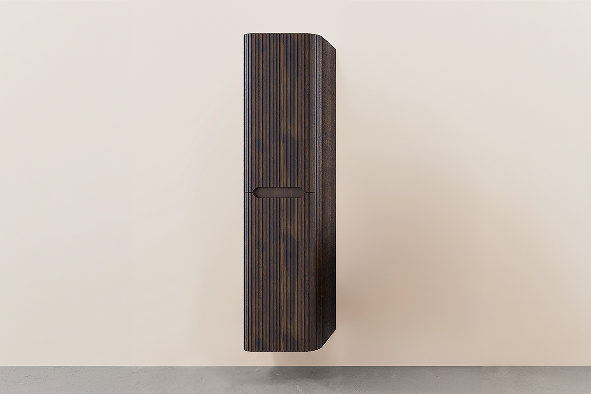 Sulora kolomkast afgeronde hoeken geribbeld 160 x 40 x 35 cm walnoot