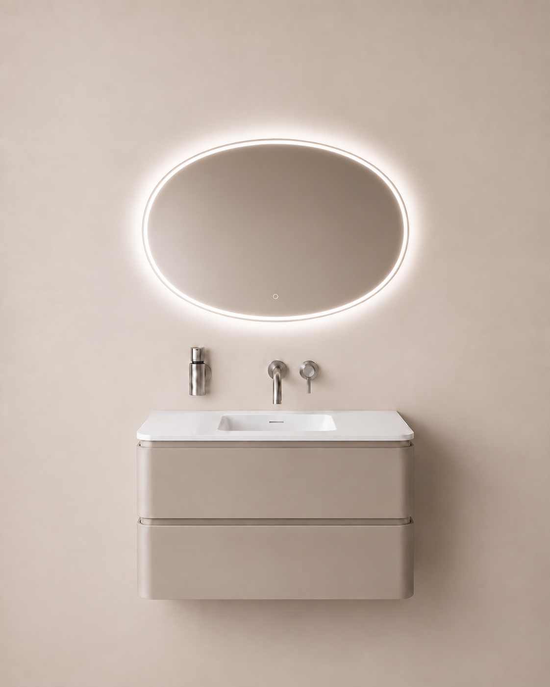 Oliva spiegel ovaal met LED, dimbaar en spiegelverwarming 100 x 70 cm