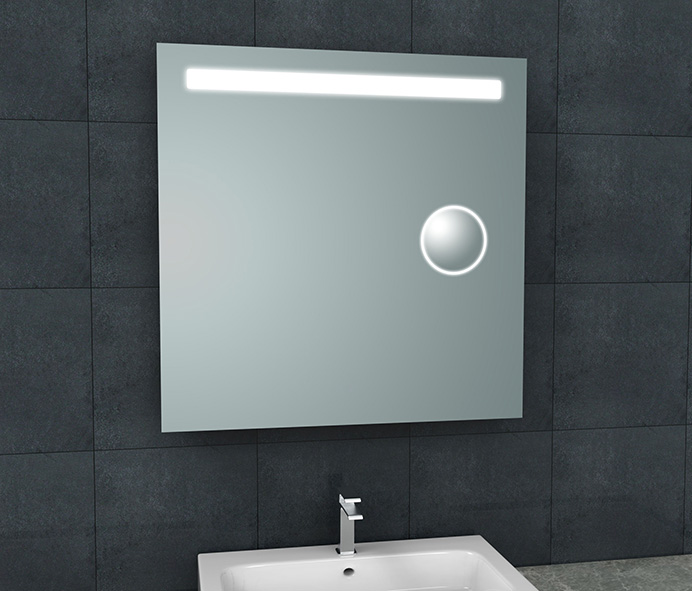 Tigris spiegel vierkant met LED en scheerspiegel 80 x 80 cm - 38.3775
