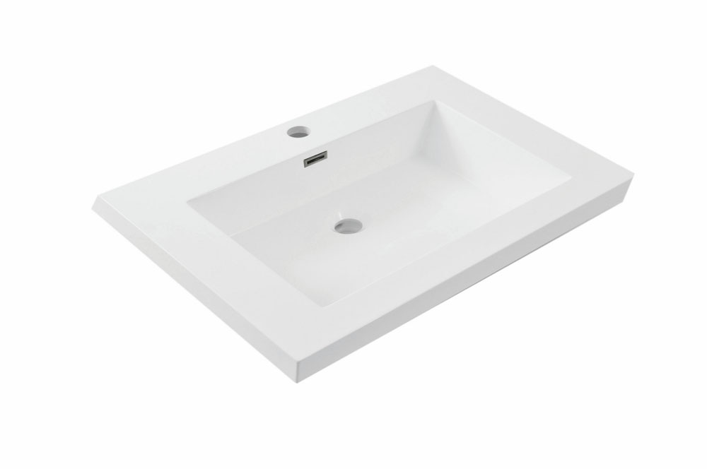 Vision wastafel enkel met 1 kraangat 60x46x5,5 cm kunstmarmer glans wit - 38.3915