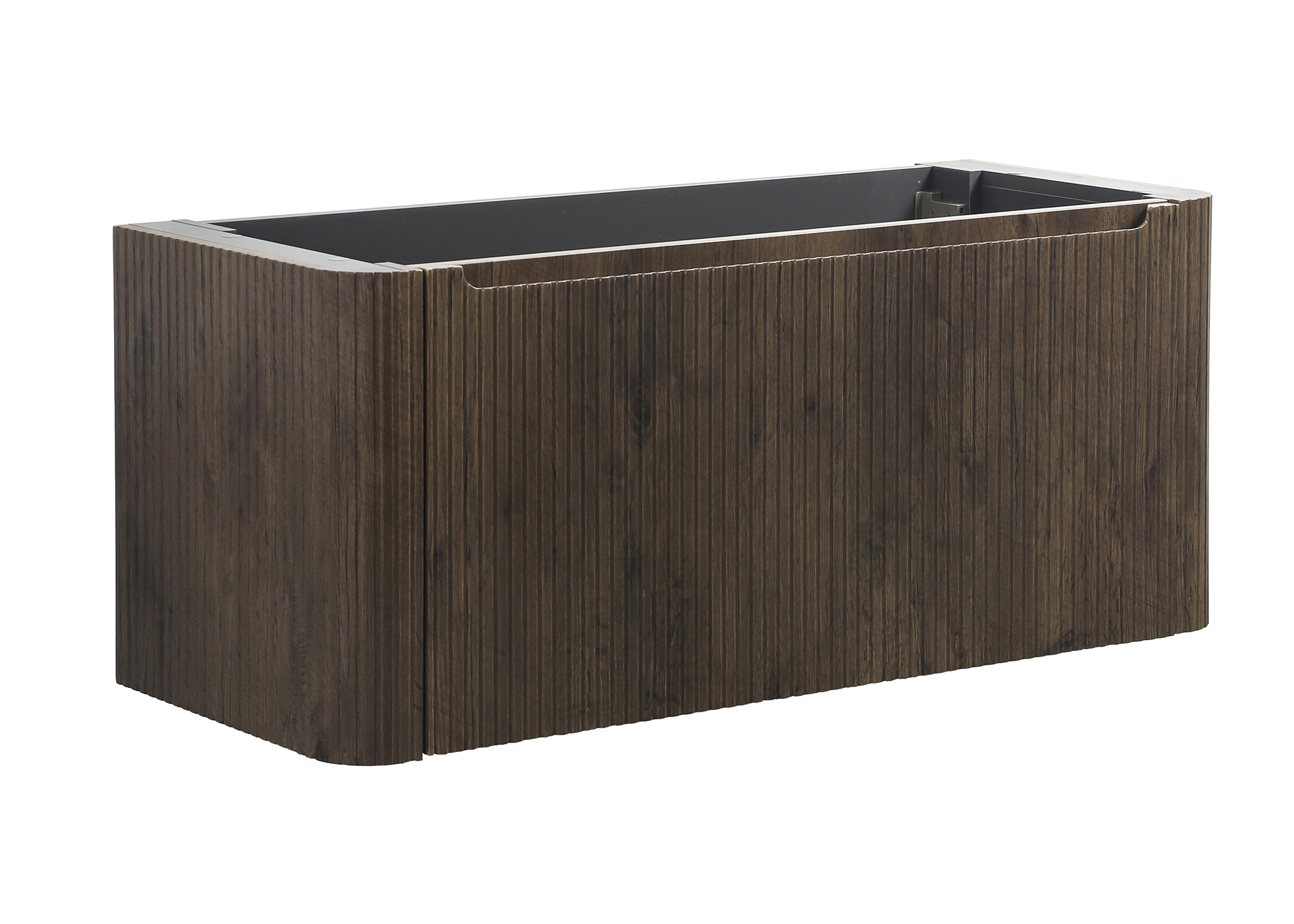 Sulora onderkast afgeronde hoeken geribbeld met 1 lade 2 uitsparingen 120 x 48 cm bruin eiken