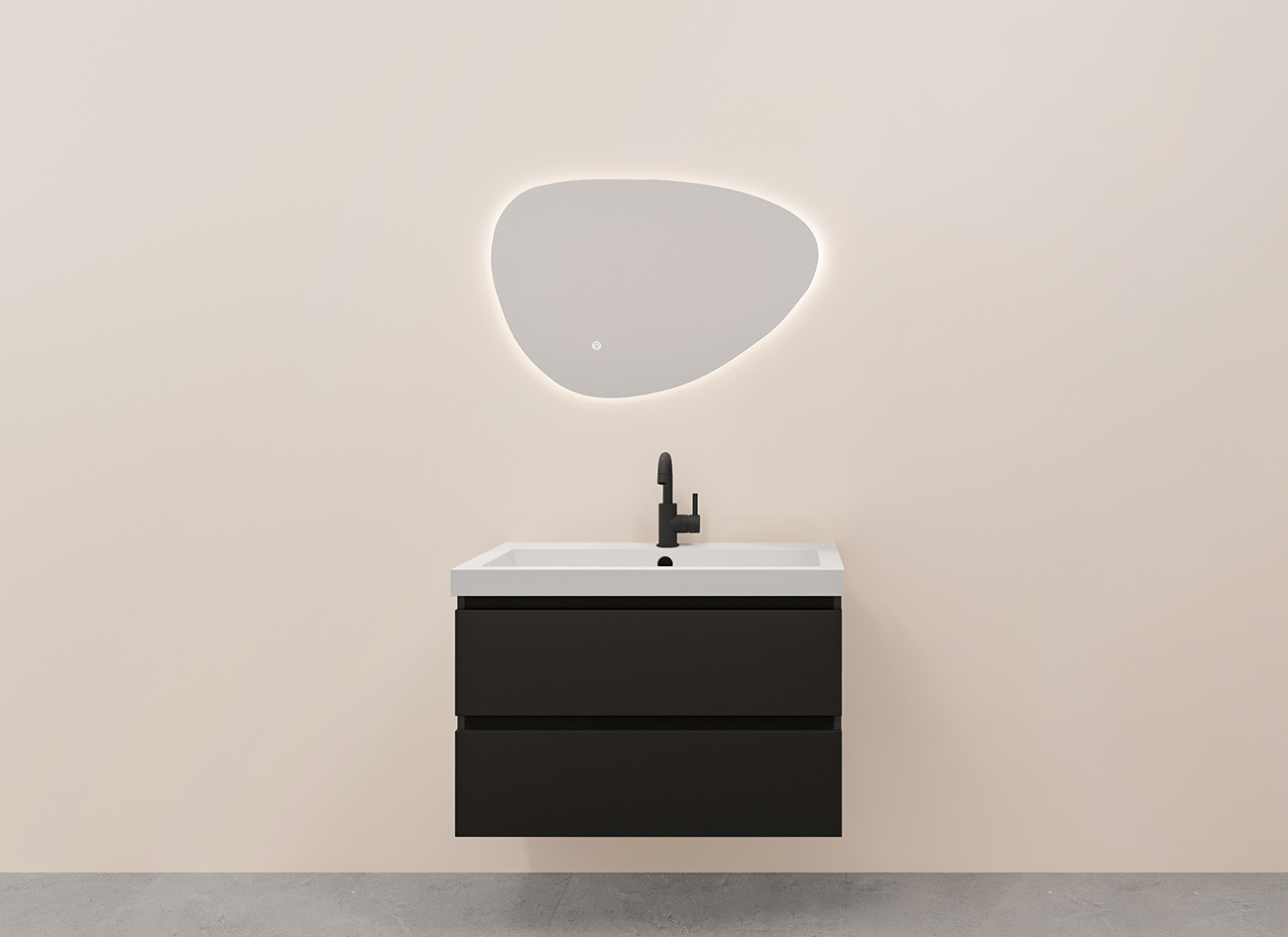 Alvara onderkast met 2 laden 1 uitsparing 100 x 46 cm mat zwart
