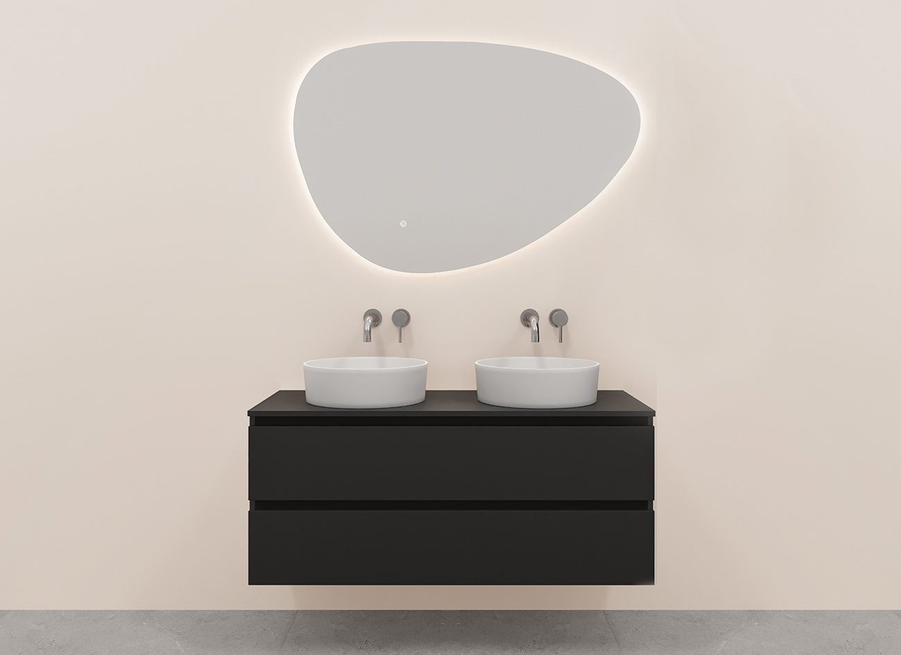 Alvara onderkast met 2 laden  2 uitsparingen 120 x 46 cm mat zwart