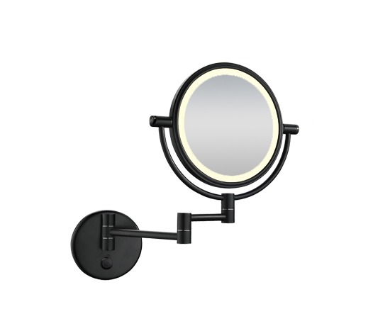 Home scheerspiegel met LED verlichting 20 cm zwart - 38.4140
