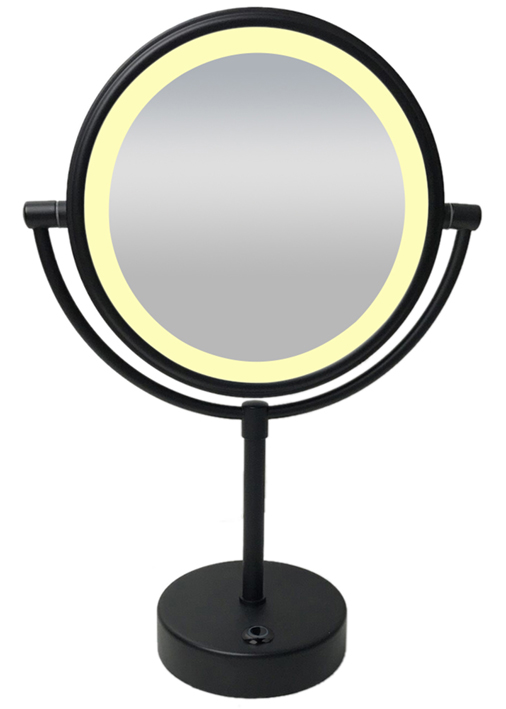 Home staande scheerspiegel met LED verlichting 20 cm zwart - 38.4145