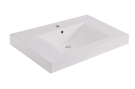 Tigris wastafel enkel met 1 kraangat 80x46x8 cm kunstmarmer glans wit - 38.6101