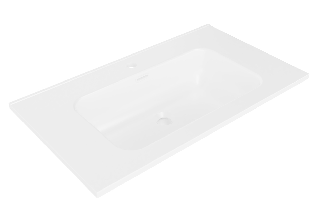 Bajo wastafel enkel met 1 kraangat 80 x 46 x 1,8 cm keramiek mat wit