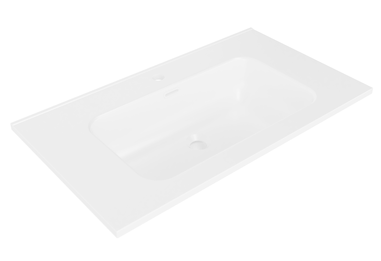 Bajo wastafel enkel met 1 kraangat 100 x 46 x 1,8 cm keramiek mat wit