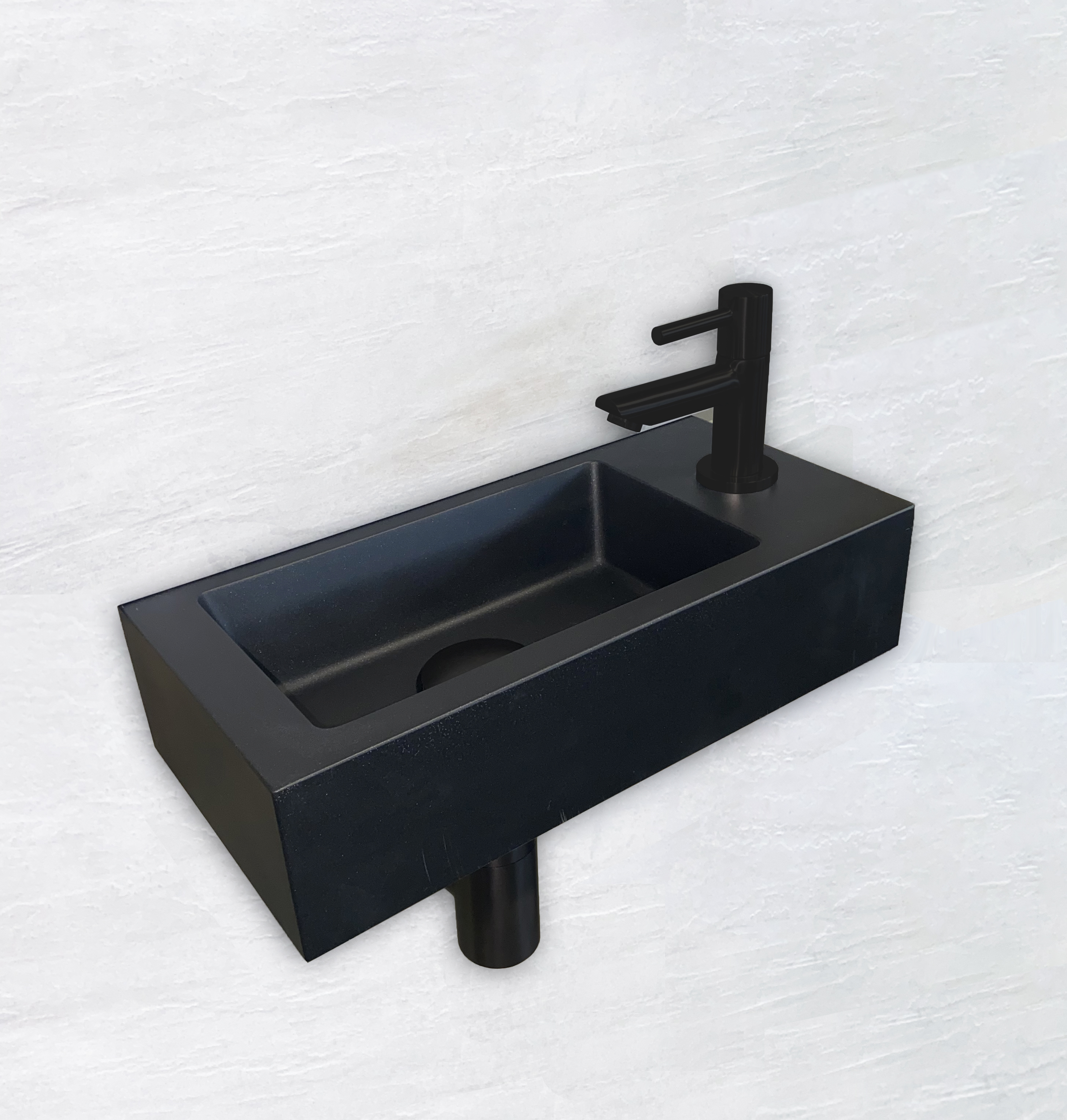 One Pack Mini-Rhea rechts fontein 36 x 18 cm mat zwart - 39.3610