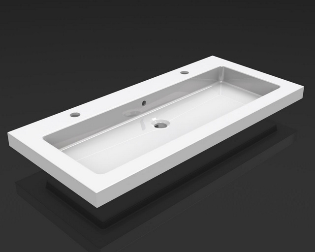 Kera wastafel enkel met 2 kraangaten 100x46x5 cm keramiek glans wit - 39.3806